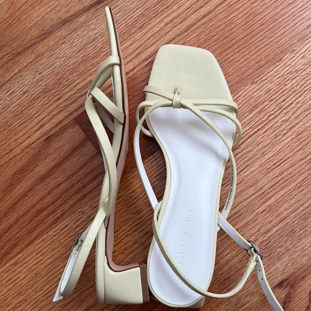Charles & Keith yellow strappy heeled sandals